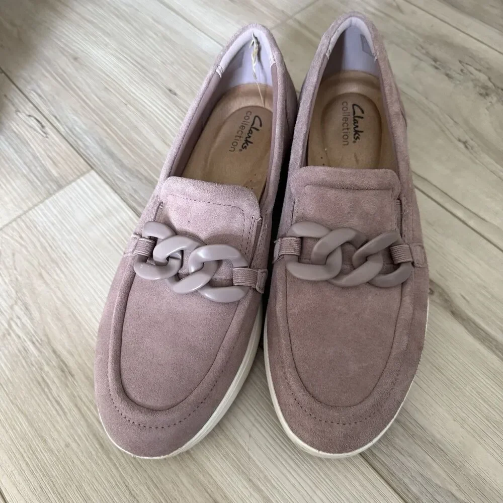 Clarks Womens Zylah May Loafer - Mauve Suede Size 11 - Picture 2 of 7